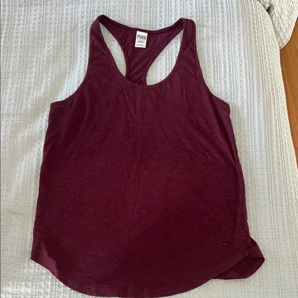 PINK Women's Burgundy Racerback Tank Top